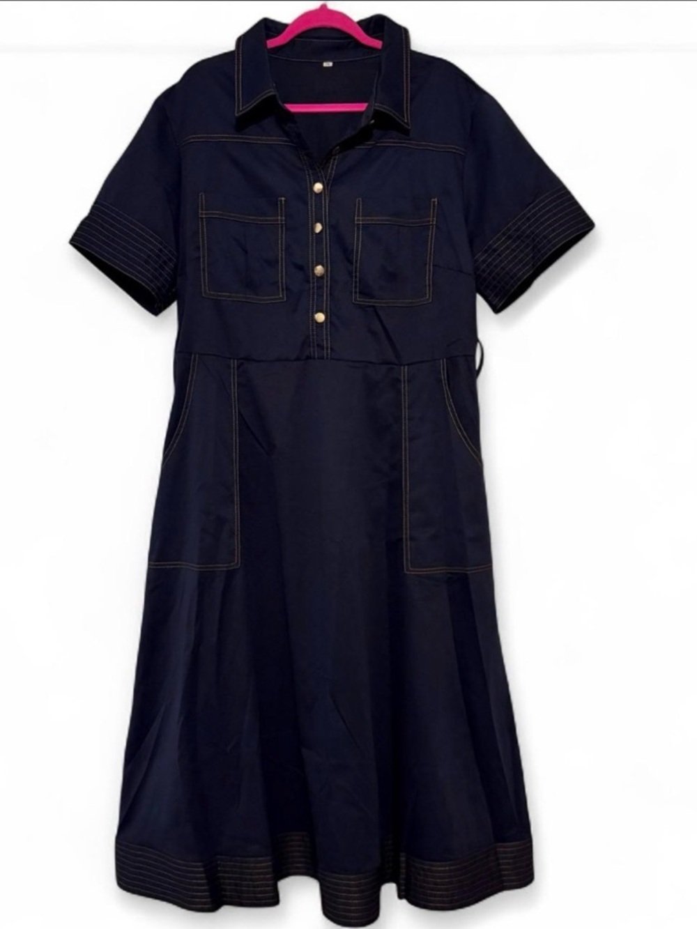 Navy utility midi dress